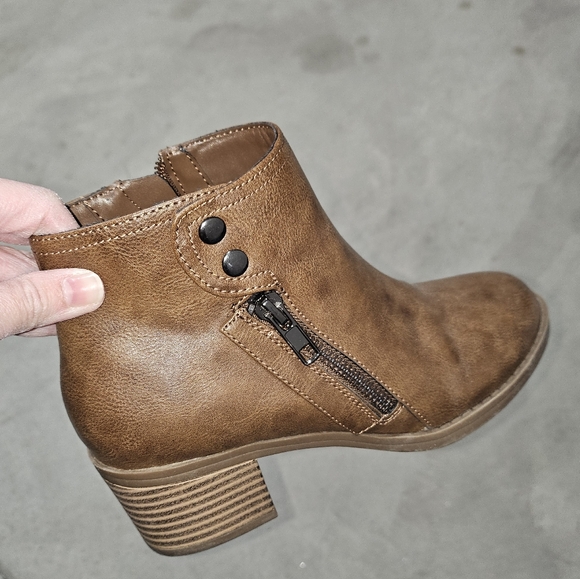 Brown Side Zip Chunky Ankle Boots - Picture 3 of 8